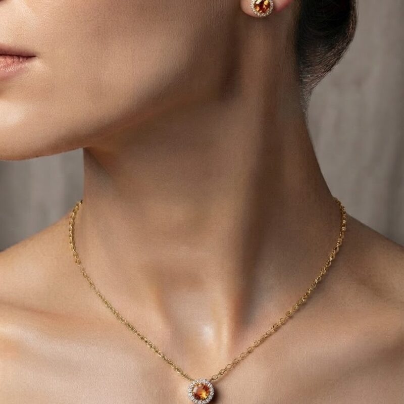Conjunto ponto de luz microcravejado banhado em ouro 18k