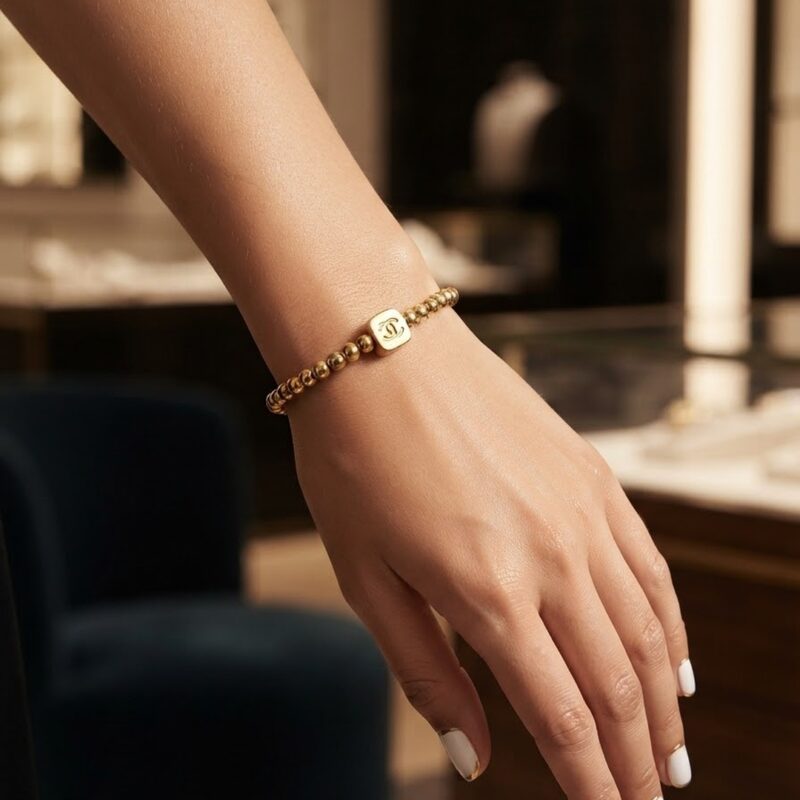 Pulseira aço bolinhas e quadrados premium atacado