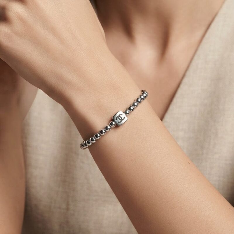 Pulseira aço inoxidável bolinhas e quadrados premium atacado