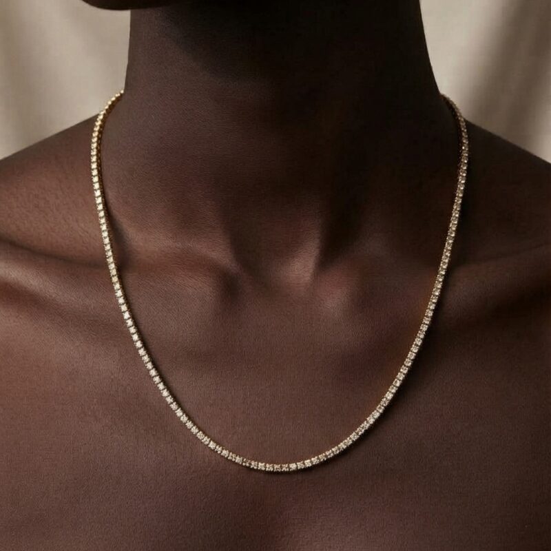 Colar (60 cm) Riviera Redondinha Cravejado Banhado em Ouro 18k