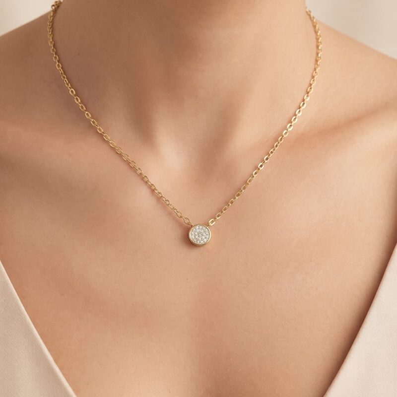 Colar banhado em ouro 18k com separador cravejado e extensor, colar ouro 18k cravejado premium atacado