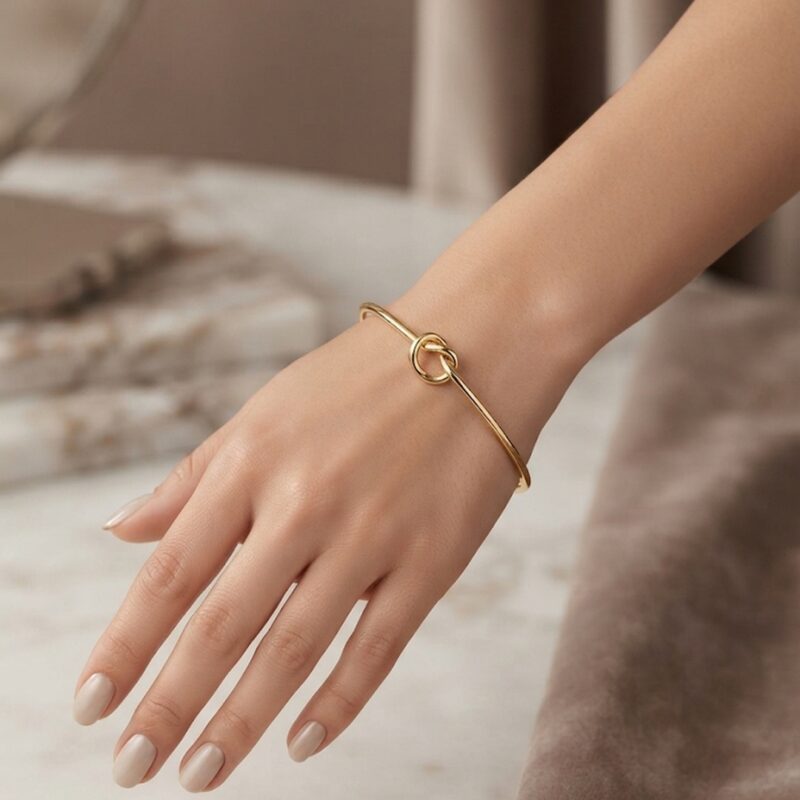 Bracelete minimalista com nó banhada em ouro 18k - bracelete ouro 18k atacado